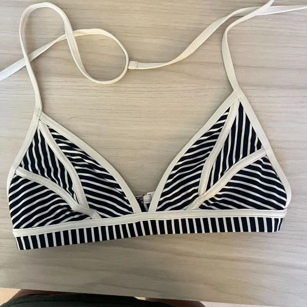 Tommy Hilfiger Striped High Waisted Bikini Set M NWOT Navy White - Picture 2 of 5